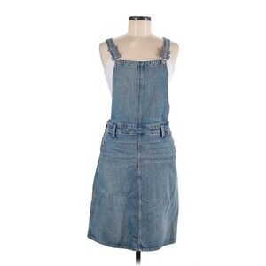 MADEWELL Solid Blue Dungarees Denim Overalls Dress - M